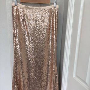Rose gold sequin maxi skirt
